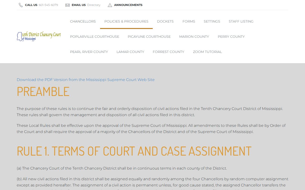 Marion County civil docket Tenth Chancery local rules and assignment information