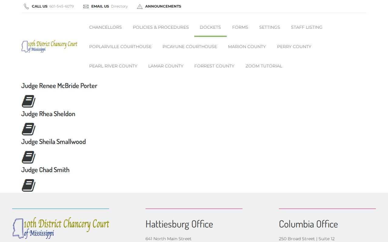 Marion County court calendar Tenth Chancery judge docket links