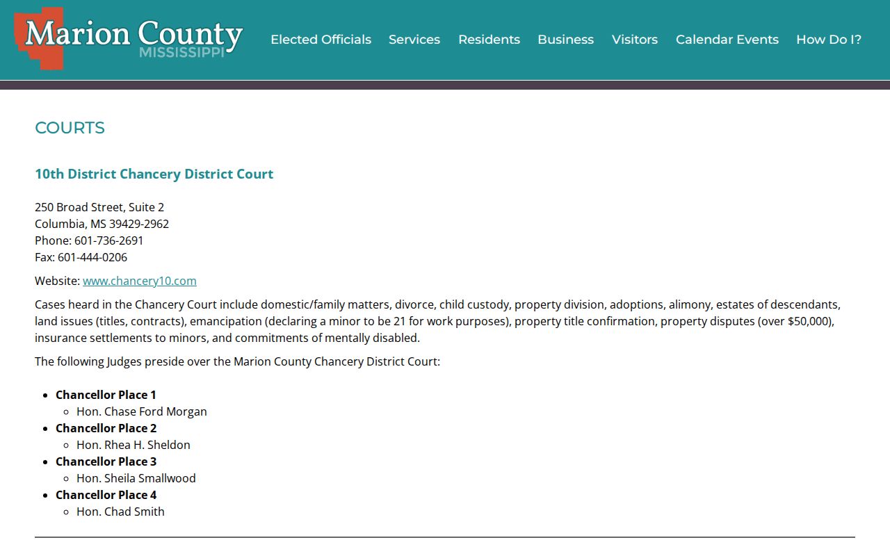 Marion County court records routing for Circuit Chancery and Justice Court