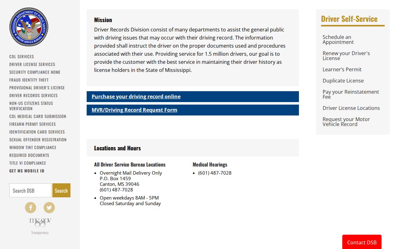 Marion County traffic court record distinction and Mississippi DPS Motor Vehicle Record route